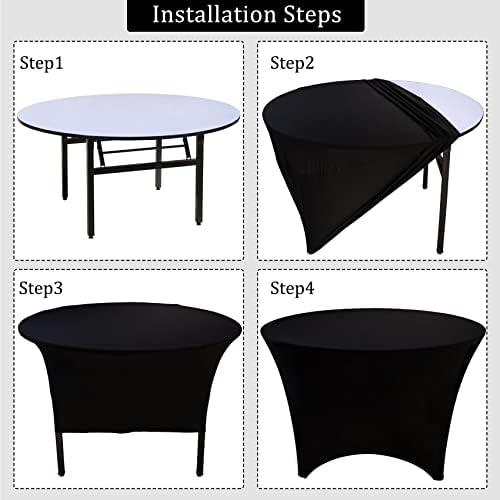 2 Pack 6FT Round Spandex Tablecloth 72" Round Elastic Table Cover Washable Wrinkle Resistant Fitted Table Cloth for Wedding Party Birthday Banquet Bar Events(Black) - Image 5