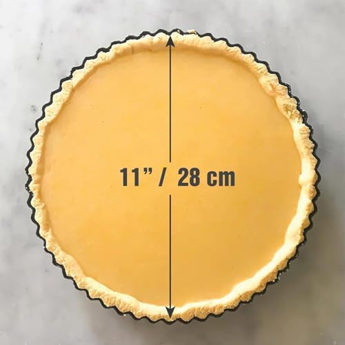 MGE - Dish Pie Pan - Deep Quiche Lorraine Pie Pan - Tart Pans with Removable Bottoms - Tarte Tatin Mould - Detachable Apple Cake Mould - Quiche Baking Dish (11 inch) - Image 2