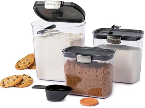 ProKeeper+ 6-Piece Airtight Food Storage Container Set – Clear Plastic Flour and Sugar Canister Set with Magnetic Accessories for Kitchen Organization by Unknown