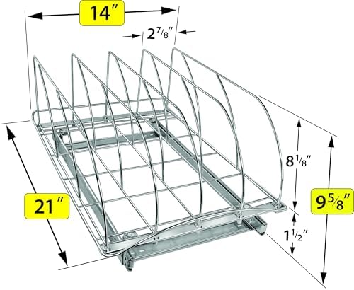 LYNK PROFESSIONAL® Pull Out Cookie Sheet Organizer for Cabinet – Baking Sheet Organizer – Sheet Pan Organizer - Lifetime Ltd. Warranty – 14” x 21” Deep Inside Cabinet, Chrome - Image 5