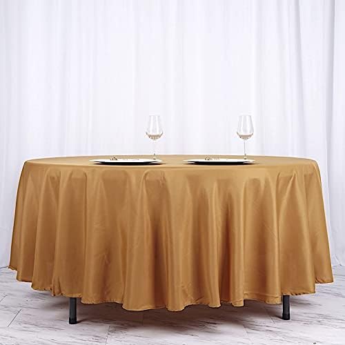 Balsa Circle 10 pcs 108 inch Gold Round Washable Polyester Easy-Care Tablecloth for Indoor and Outdoor Bridal Shower Wedding Table Buffet Table Parties Events Kitchen Dining - Image 4