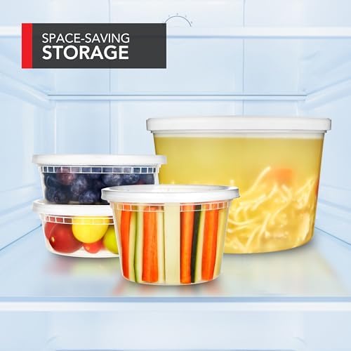Stock Your Home 64 oz Plastic Deli Containers with Lids (96 Pack), Half Gallon Reusable Freezer and Food Storage Containers, Microwave Safe - Image 7