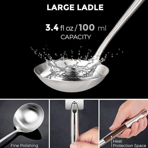 YOSUKATA Carbon Steel Wok Pan – 13,5 “ Stir Fry Pans PLUS 17" Wok Spatula and Ladle Skimmer Spoon - Stainless Steel Cooking Utensils Set - Image 6