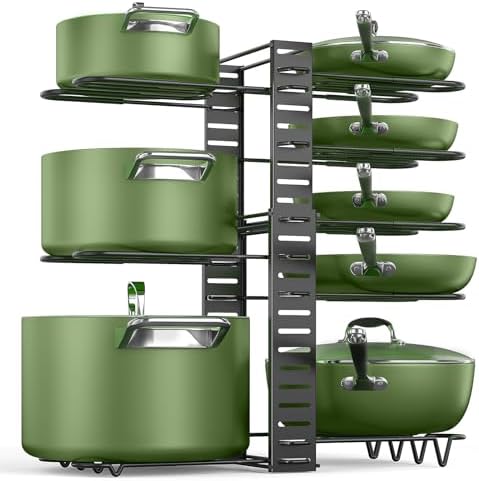 MUDEELA 8-Tier Adjustable Pots and Pans Organizer Rack under Cabinet, Blcak by MUDEELA