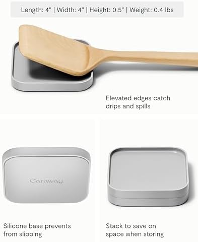 Caraway Spoon Rest Set of 4, Stackable Spoon Holder for Kitchen Counter | Drip Catching, Heat-Resistant Design, Non-Slip Base, Gray - Image 2