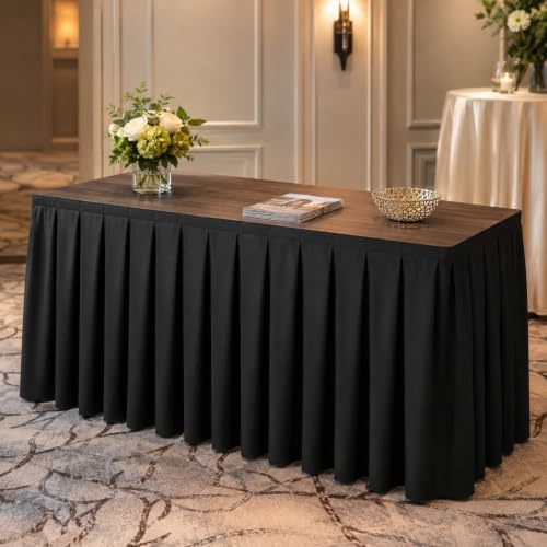 Surmente 10 Pack 14ft Black Table Skirt for 6-8 Foot Rectangle Tables - Image 5