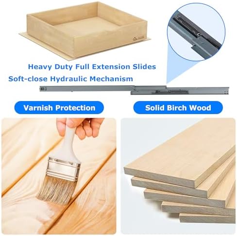 WelFurGeer Soft Close Pull Out Drawers for Kitchen Cabinets, 17" W x 21" D Pull Out Cabinet Organizer, Premium Birchwood Pull-Out Cabinet Drawers, Smooth Slide-Out Shelves for Kitchen Cabinets - Image 4