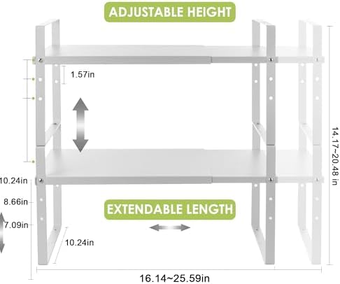 Across-Star Expandable Cabinet Shelf Organizer Rack, Stackable Kitchen Counter Storage Shelves Stand, Adjustable Height Pantry Shelf Spice Rack - Image 5