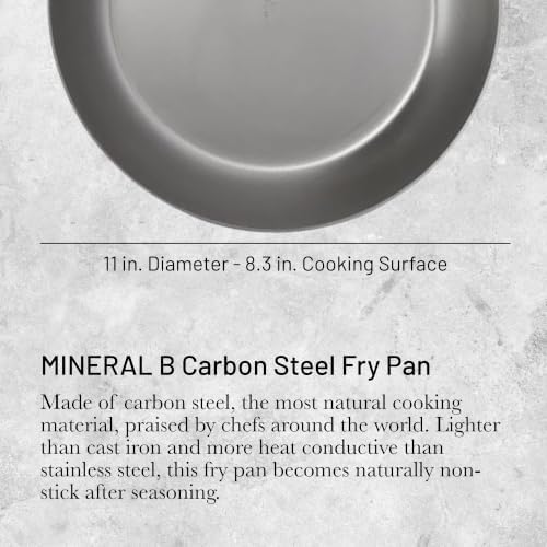 de Buyer MINERAL B Pro Carbon Steel Fry Pan - 11” Diameter, 8.3” Cooking Surface - Ideal for Searing, Sauteing & Reheating - Naturally Non-Stick Finish - Made in France - Image 2