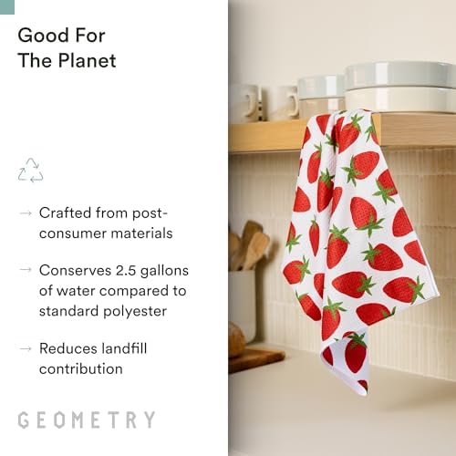 GEOMETRY Spring Kitchen Towels - Quick Dry Microfiber Cloth Spring & Summer Dish Towels for Kitchen Drying - Premium Quick Dry Towel - Strawberry Shortcake, 18" x 30" - 1-Pack - Image 3