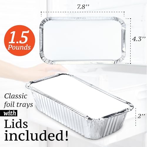 (110 Pack Aluminum Loaf Pans with Lids, Disposable Bread Tins for Baking, Lunch Containers, Single Serve Baking Dishes - Foil Loaf Pans, Aluminum Bread Pans (7.8 x 4.3 x 2 Inches) - Image 2