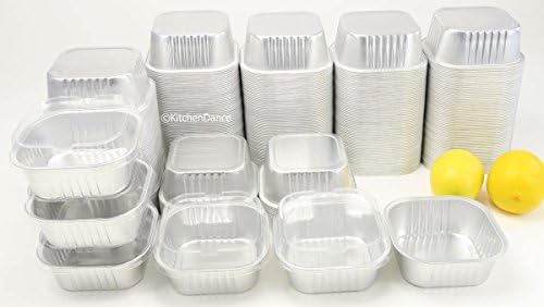 KitchenDance Disposable Foil Cake and Dessert Cup Set with Lid - 4.5 x 4.5" Square Cake Baking Pan for Hotels, Restaurants - Heavy Duty Aluminum Pan for Baking and Preparing Food, #A-24P (50, Silver) - Image 7