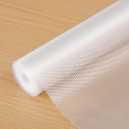 Shelf Liners 32 inch x 20 ft Shelf Liners for Kitchen cabinets nonstick Shelf Lining Drawer Mats EVA Protector for Cupboard (Clear Ribbed,32 inch x 20 ft) by wohomuke