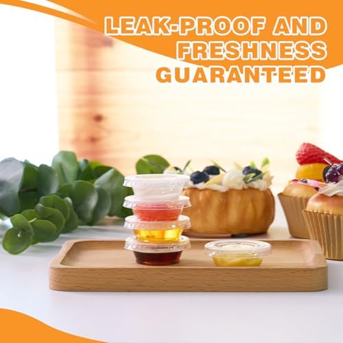Maxdot 1000 Pack 0.5 oz Containers with Lids Plastic Portion Cups Bulk Mini Disposable Souffle Container Cup Sauce Condiment Leak Proof Shot Lunch Small Portion Box Travel Party Dinner Sauce Salad - Image 6