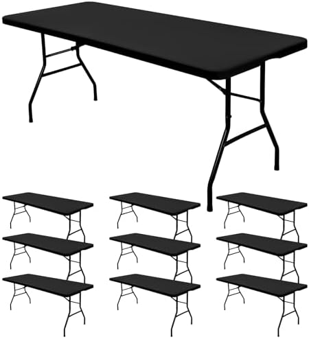 10 Pack Stretch Table Top Cap Cover, Black, 30" x 72" by REWOMC