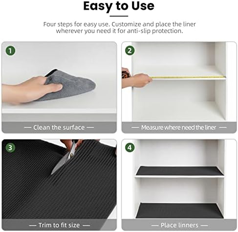 BAGAIL Non-Adhesive Shelf Liner, Thick Strong Grip Drawer Liners for Kitchen Cabinets, Heavy-Duty Easy Cut Cabinet Liners for Shelves, Pantry, Bathroom Cupboards - 20" x 20FT, Black - Image 6