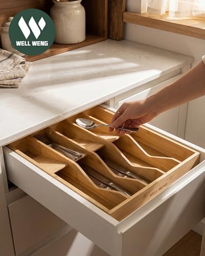 Utensil Drawer Organizer for Silverware,Bamboo 10 Slot - Image 3