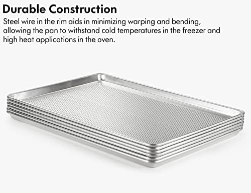 CURTA 6 Pack Aluminum Sheet Pan Perforated, NSF Listed Full Size 26 x 18 inch Commercial Bakery Cake Bun Pan, Baking Tray - Image 3