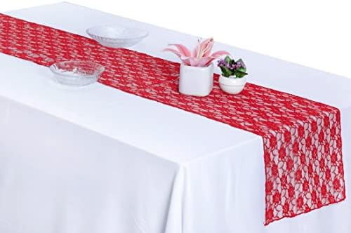 MDS Pack of 10 Wedding 12 x 108 inches Lace Table Runner for Wedding, Decorations for Birthday Parties, Banquets, Graduations, Engagements, and Runners fit Rectangle, Round Table- Red - Image 5