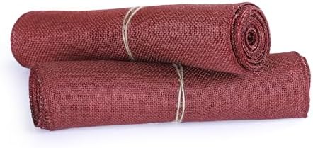 MDS® Pack of 25 Natural Burlap Table Runner, 12 x 108 Inch, Jute Rustic Farmhouse Boho Table Decor for Wedding Reception, Dining Table, Bridal Shower, Baby Shower & Party Decorations - Maroon - Image 5