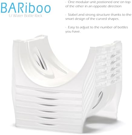Bariboo Stackable Water Bottle Storage Rack Best Water Jugs 5 Gallon Organizer. Jug Holder for Kitchen, Cabinet and Office Organizing. Reinforced Polypropylene (White, 4 No Shelf) - Image 4