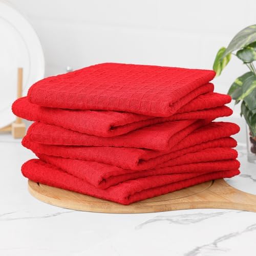 Homaxy Microfiber Kitchen Towels and Dishcloths Sets, 12 Pack, Red - Image 6