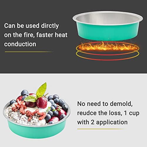 Beasea Elegant Blue 8 Oz Mini Pie Pans Tart Pans Tin Baking Tins with Lids, 4 Inch 20 Pack Disposable Baking Pans For Cake Tart Quiche - Image 3