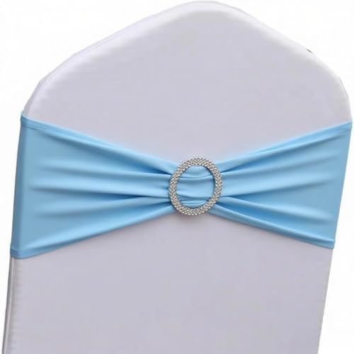 100 Pack Baby Blue Chair Sashes, Light Blue Chair Bands Bows Ties for Wedding Party Baby Shower Birthday Folding Chair Covers Decor by GANKAR