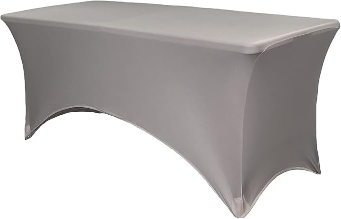 YOUR CHAIR COVERS Rectangular Spandex Table Covers 6ft Fitted Tablecloth Wedding Event Patio Decorations Elastic Fabric Stretch Tables Cover for 6 ft Folding Table (Gray) by YourChairCovers