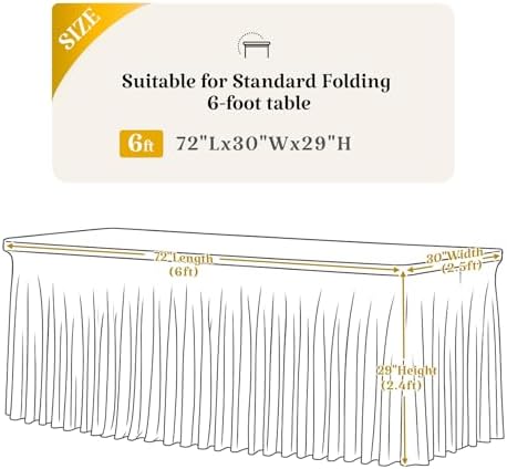 4 Pack Ivory Spandex Table Covers & Table Skirt for 6FT Rectangle Tables - Fitted 6 Foot Stretch Fabric Tablecloth with Pleats, Wrinkle Free for Weddings, Parties, Craft Fairs & Folding Tables - Image 5