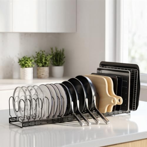 ORDORA Pots and Pans Organizer under Cabinet, 11.8-33.9" 20 Dividers - Image 7