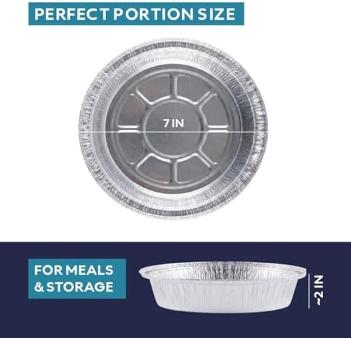 The Name 7" Round 100 Pack Aluminum Foil Pans Disposable Pie Tins, Mini Pans, Tart Baking Trays, Oven/Freezer Safe, Perfect for Apple Pie, Pumpkin Pie, Quiche, Pot Pie, Cobbler, Catering/Food Service - Image 4