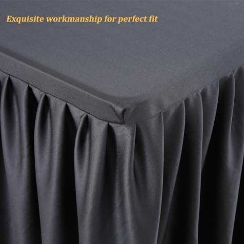 Wish Care 3 Pack Black Polyester Table Clothes for 6 Foot Rectangle Tables, Wrinkle Free Fitted Table Cover with Pleated Ruffle Table Skirt for Party Baby Shower Wedding Birthday Event Display - Image 3