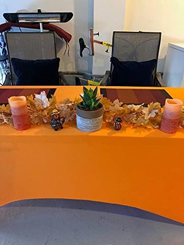 YOUR CHAIR COVERS - 5ft Orange Rectangular Spandex Table Covers Fitted Tablecloth Weddings Event Patio Decorations Elastic Fabric Stretch for Folding Table - Image 2
