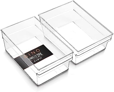 BINO | Plastic Storage Bins, X-Large | THE HANDLER COLLECTION | Multipurpose Organizer Bins | Kitchen Pantry Organizers and Storage | Clear Containers for Organizing Home | Freezer Organizer by BINO