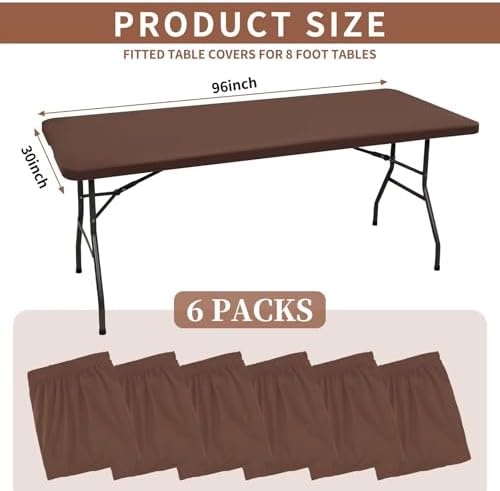 6 Pack Stretch Table Top Cap Cover, Coffee, 30" x 96" - Image 2