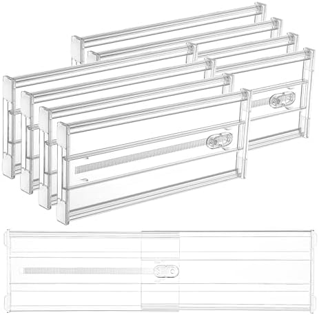 Vtopmart 6" Tall Upgrade Drawer Dividers, 12.8"-22.3" Expandable, 8 Pack | Deep Drawer Organizer, Big Drawer Separator, Clear plastic Adjustable Storage Divider for Dresser, Baby Supplies, Kitchenware by Vtopmart