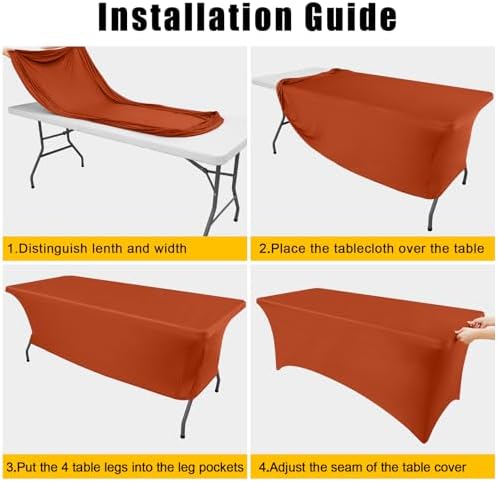 Smiry 2 Pack Spandex Table Cloth 4FT, Elastic Fitted Rust Tablecloth - Image 5