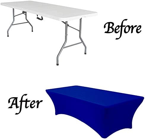 MDS® Pack of 12 Spandex Tablecloth 6FT Tight Fitted Stretch Table Cover – Washable Wrinkle-Free Reusable Elastic Patio Tablecloth for Wedding, Party, Banquet, Trade Show, Event Décor - Royal Blue - Image 5