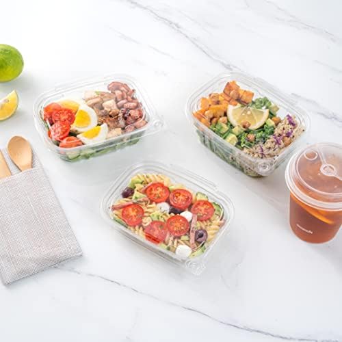 Restaurantware Tamper Tek 8 Ounce Take Out Containers 100 Tamper-Evident Deli Containers - Hinged Lid Freezable Clear Plastic Meal Prep Containers Disposable For Carry Out Or Lunches - Image 3