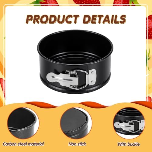 Sunnyray 8 Pcs 4 Inch Springform Pans Mini Cheesecake, Black | Removable Bottom Leakproof, Ideal for Cheesecakes Pizza Quiche Tarts, Nonstick Spring Form Baking Easy Release Round Molds - Image 2
