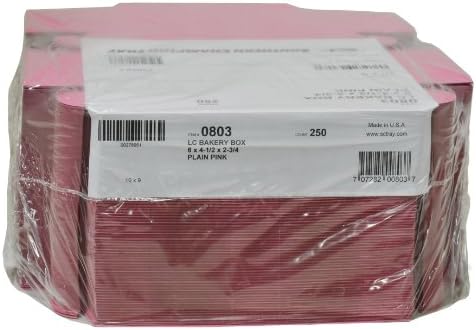 SCT 0803 Pink Paperboard Non-Window Lock-Corner Bakery Box, 6" Length x 4-1/2" Width x 2-3/4" Height (Case of 250) - Image 6