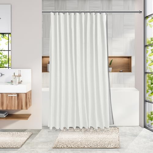 Clara Clark Bathroom Accessories Set - Bathroom Set, Bathroom Sets with Shower Curtain and Rugs, Shower Curtain Set with Bathroom Trash Can - Ombre White - 22PC - Image 2