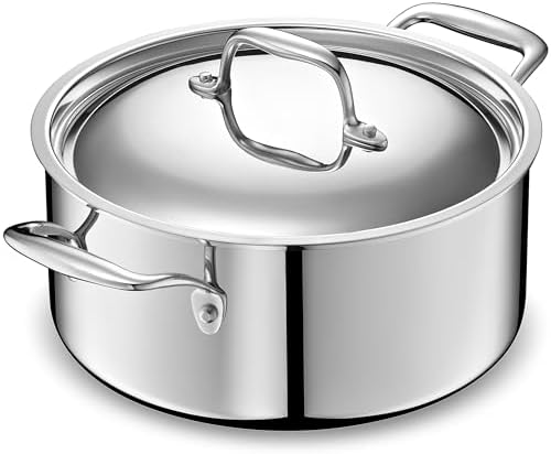 LEGEND COOKWARE 5-Ply Stainless Steel 5-Quart Dutch Oven with Lid - Induction Compatible, Oven Safe 800°F - Non-Toxic, No Coatings - Even Heating, Won't Warp - Built to Last Generations by LEGENDCOOKWARE