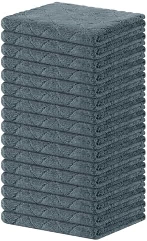 Homaxy Super Soft 16 Pack Coral Velvet Dish Cloths, 13" x 19", Dark Grey by Homaxy