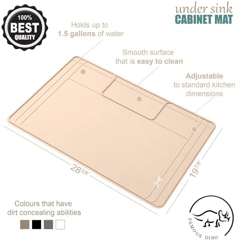The Original Under Sink Mat - Silicone Waterproof mat, Trimmable, Easy to Clean, Kitchen cabinet liner, Under sink protector mats, Drip Tray with Lip - 28" x 19" or smaller - Image 4