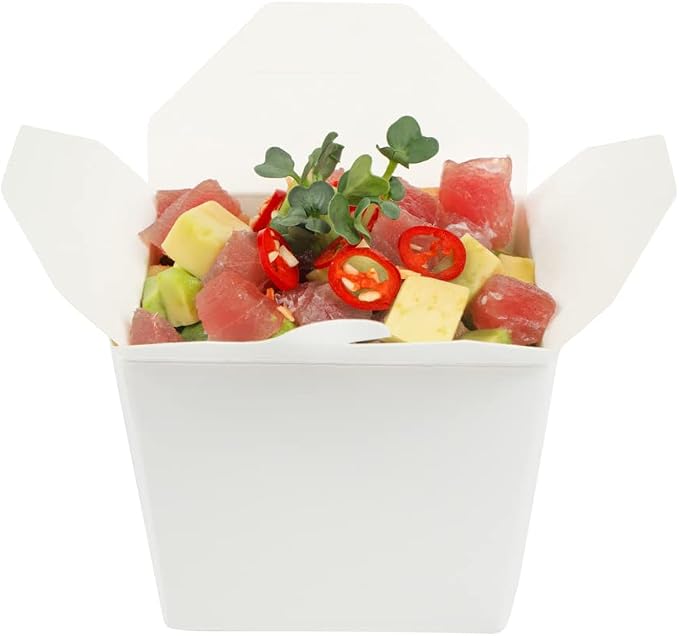 Restaurantware Chinese Take Out Boxes 200 Pack of 8 oz Grease-resistant Party Take Out Food Containers Disposable Stackable Asian Square White Paper To Go Boxes For Restaurants - Image 13