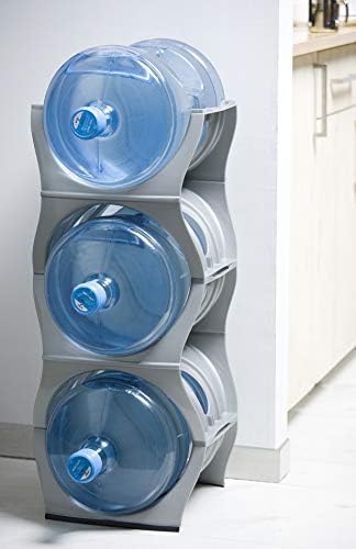 Bariboo Stackable Water Bottle Storage Rack Best Water Jugs 5 Gallon Organizer. Jug Holder for Kitchen, Cabinet and Office Organizing. Reinforced Polypropylene (Silver, 3 No Shelf) - Image 5