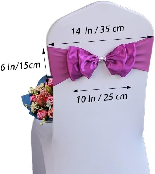 100 PCS Spandex Chair Sash Bow Tied,Elastic Sashes Chair Bands for Wedding Party Reception Events Celebration Banquets Hotel Event Decorations Chairs Decoration(Purple Red) - Image 2