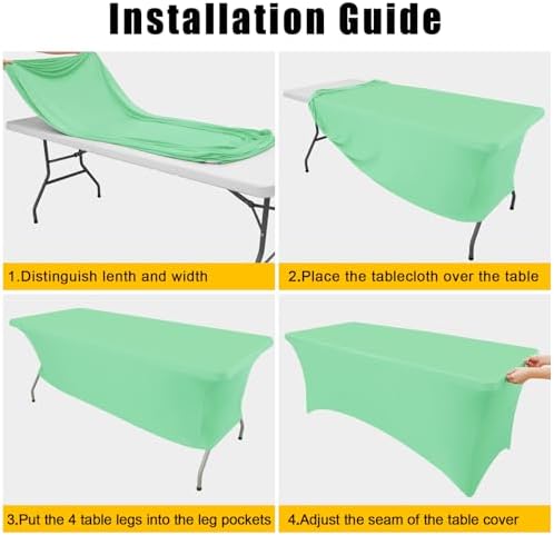 Smiry 2Pack Spandex Table Cloth 4FT, Elastic Fitted Bright Green Tablecloth - Image 5